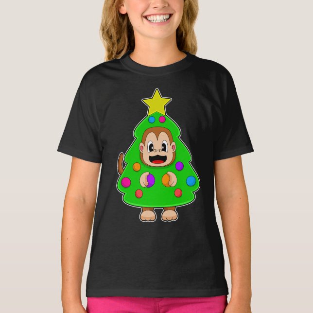 Camiseta Árvore de Natal de Macaco (Frente)