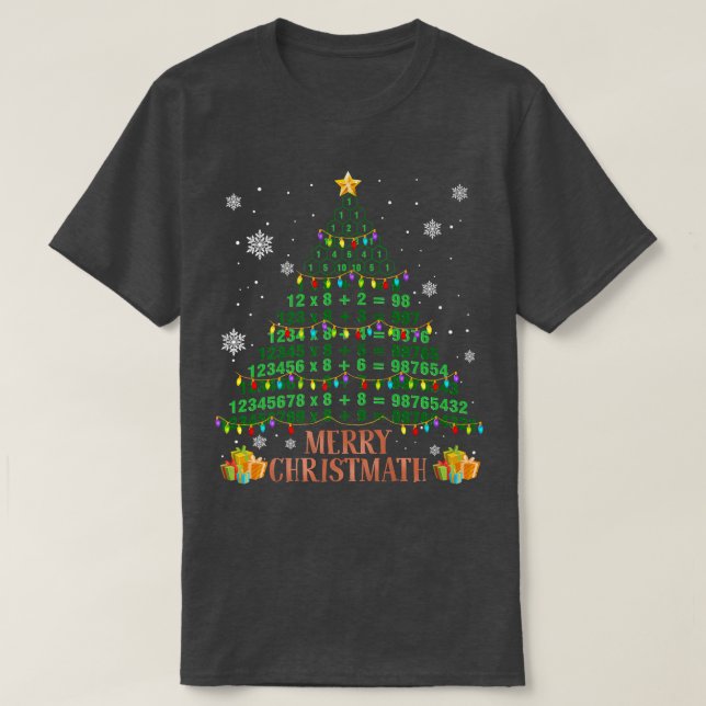 Camiseta Árvore de Natal de Matemática Alegre Christmath En (Frente do Design)