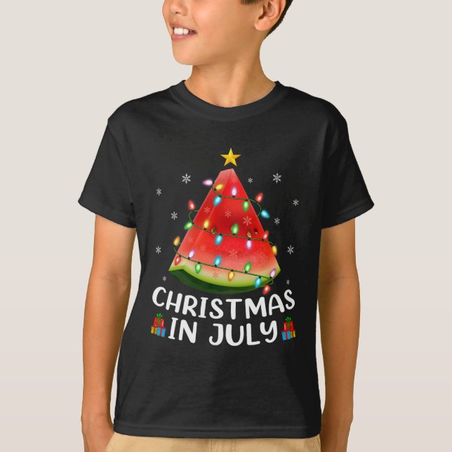 Camiseta Árvore de Natal de Melancia com Iluminação Diverti (Frente)