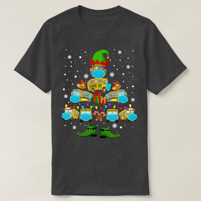 Camiseta Árvore de Natal de Motorista de Ônibus Engraçado (Frente do Design)
