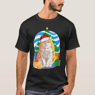 Camiseta Árvore de Natal de Papais noeis de Gato da Florest