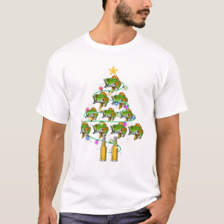 Camiseta Árvore de Natal de Peixe e Cerveja