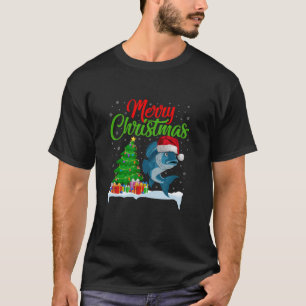 Camiseta Árvore de Natal de Peixe Luz Engraçada Xmas Peixe