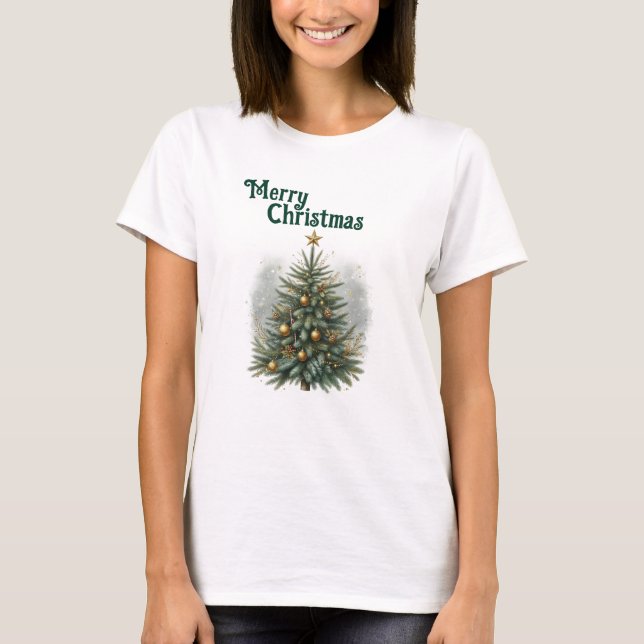 Camiseta Árvore de Natal de Pinheiro Aconchegante  (Frente)