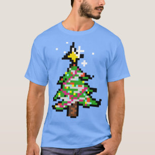 Camiseta Árvore de Natal de Pixel Art Superdimensionada