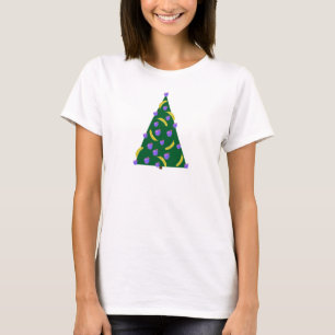 Camiseta Árvore de Natal de pop Art com Maçãs e Bananas