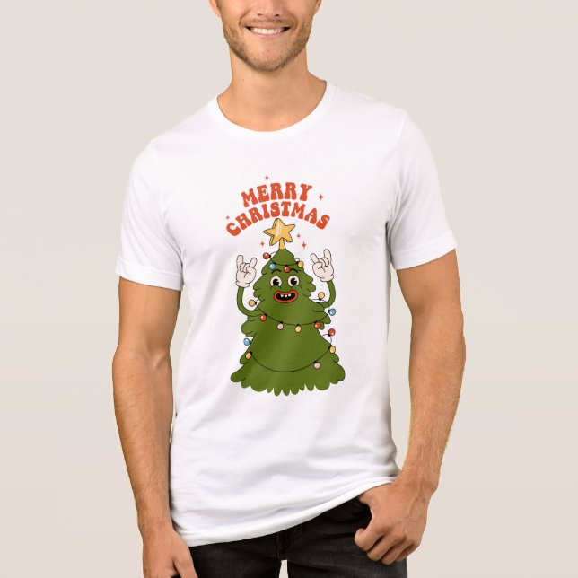 Camiseta Árvore de Natal de Rockin - Um Emperramento Festiv (Frente)