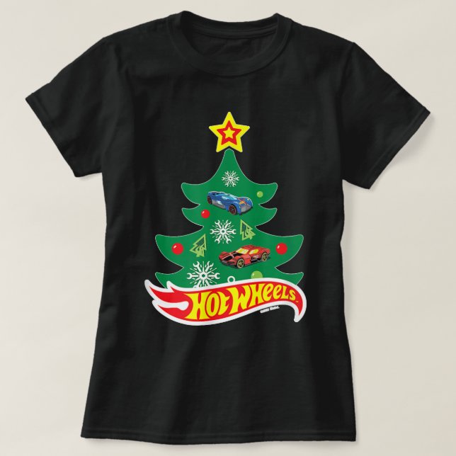 Camiseta Árvore de Natal de Rodas Quentes (Frente do Design)