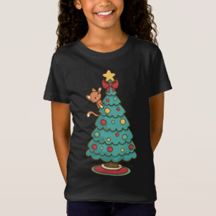 Camiseta Árvore de Natal de Sopro de Gato - Papais noeis de