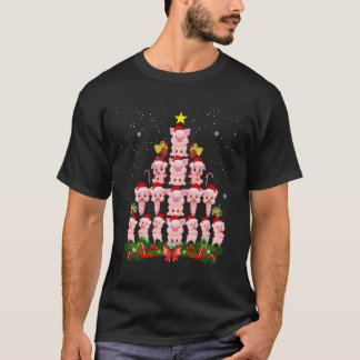Camiseta Árvore De Natal De Suíno Bonito Com Xmas De Orname
