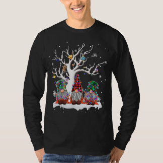 Camiseta Árvore de natal de xadrez de gnomo