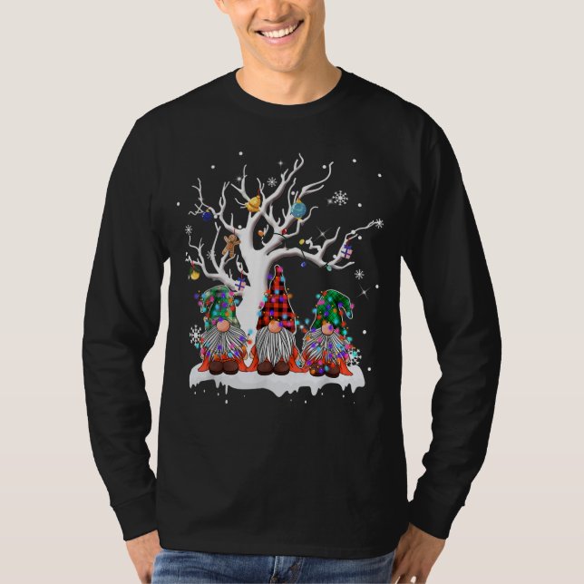 Camiseta Árvore de natal de xadrez de gnomo (Frente)