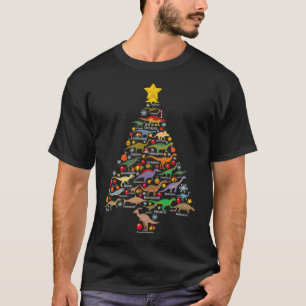 Camiseta Árvore de Natal Dinossauro Dino Trex Paleontólogo 