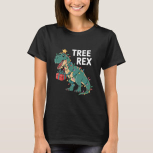 Camiseta Árvore de Natal Dinossauro Rex Pajamas Luzes de Na
