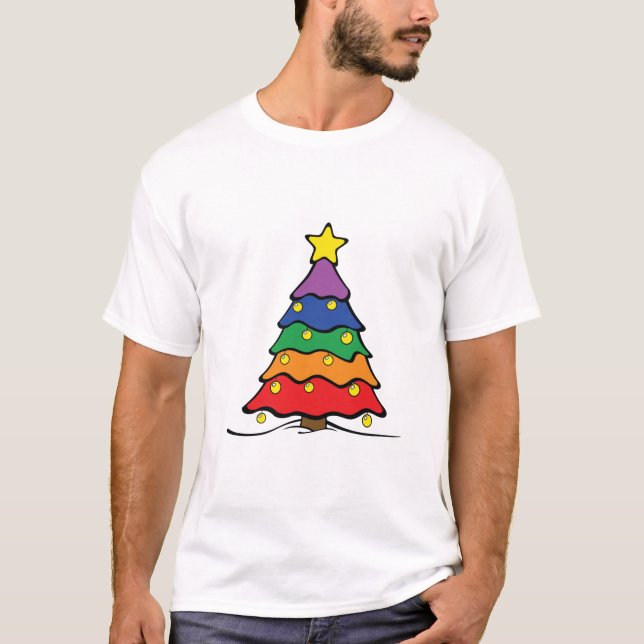 Camiseta árvore de Natal do arco-íris (Frente)