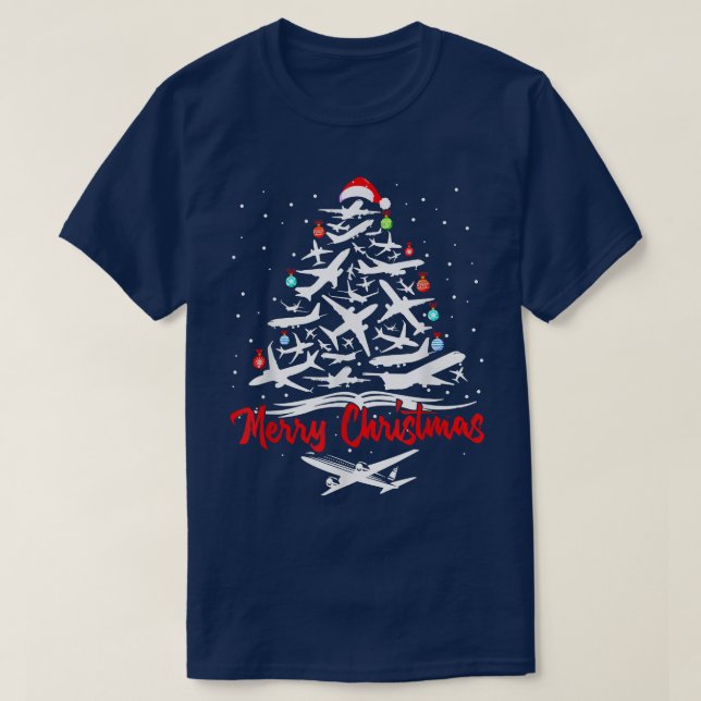 Camiseta Árvore de Natal do avião (Frente do Design)