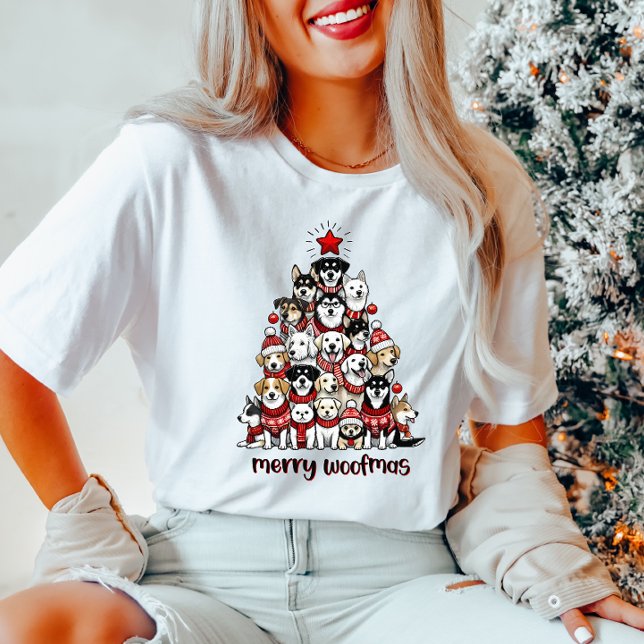 Camiseta Árvore de Natal do Cachorro feliz (Criador carregado)