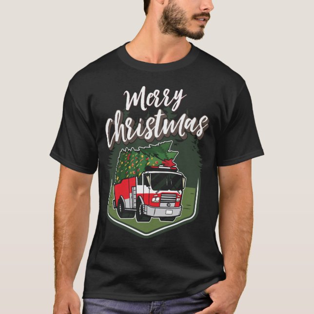 Camiseta Árvore de Natal do Caminhão de Fogo (Frente)