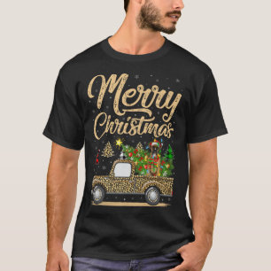 Camiseta Árvore de Natal do Cão Boxer Caminhão Leopardo Nat