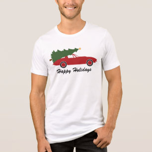 Camiseta Árvore de Natal do Carro Desportivo Vermelho Feliz