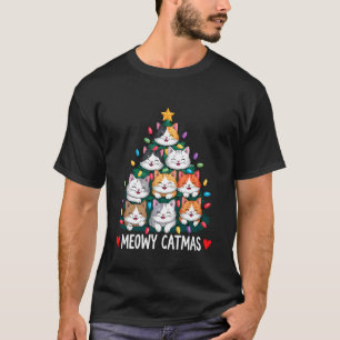 Camiseta Árvore de Natal do Gatinho Meow Engraçado Gatos de