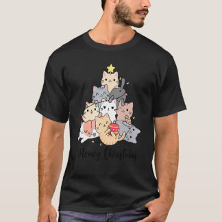Camiseta Árvore de Natal do Gato Catmas Xmas Crianças Menin