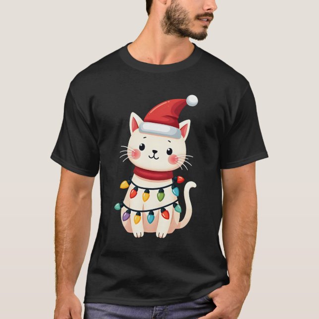 Camiseta Árvore de Natal do Gato Natal (4) (Frente)