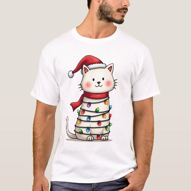 Camiseta Árvore de Natal do Gato Natal (6) (Frente)