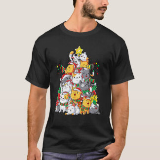 Camiseta Árvore de Natal do Gato Xmas Garotas Meninos Meowy