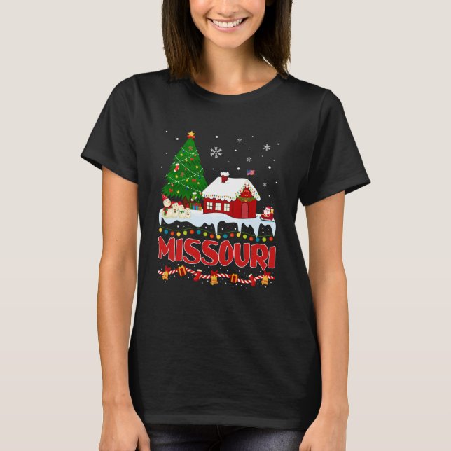 Camiseta Árvore de Natal do Missouri Light Pajama State Mis (Frente)