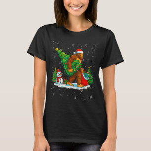 Camiseta Árvore de Natal do Papai Noel Bigfoot Luzes de Nat