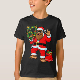Camiseta Árvore de Natal do Papai Noel Pé Grande Sasquatch