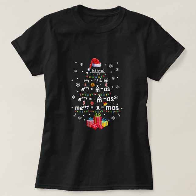 Camiseta Árvore de Natal do Professor de Ciências da Matemá (Frente do Design)