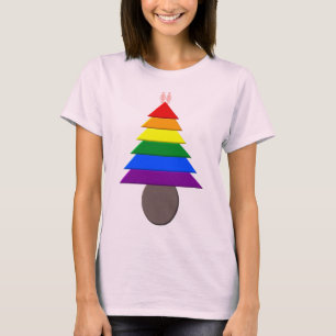 Camiseta Árvore de Natal do Rainbow na Lésbica