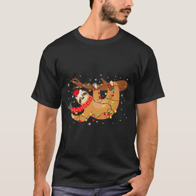 Camiseta Árvore de Natal do Santa Hat com Luz Fria (Frente)