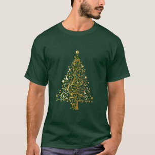 Camiseta Árvore de Natal Dourado brilhante