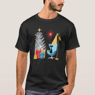 Camiseta Árvore de Natal e Gato Modernos de Meados do Sécul