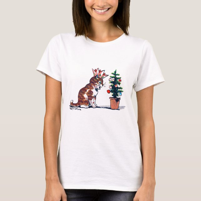 Camiseta Árvore de Natal e Kitten, Louis Wain (Frente)