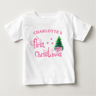 Camiseta Árvore de Natal e Menina com Cana-de-Açúcar Rosa n