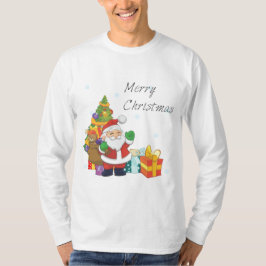 Camiseta Árvore de Natal e Papais noeis Feliz Natal Branco