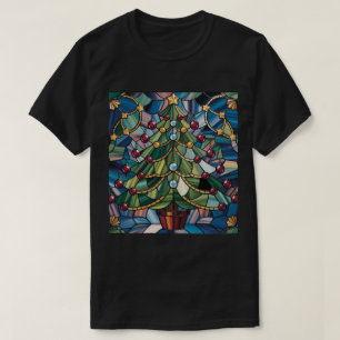 Camiseta Árvore de Natal em Vidro Colorido Estilo Tiffany