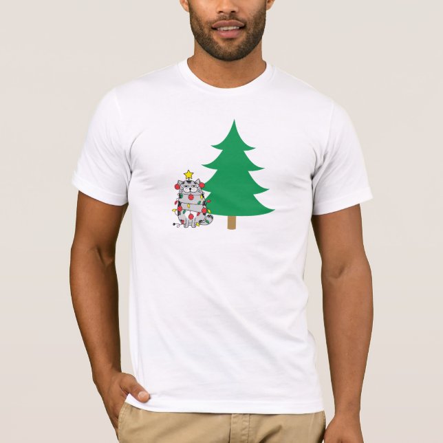 Camiseta Árvore de Natal engraçada com luzes de Natal para  (Frente)