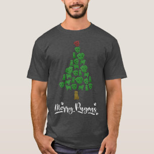 Camiseta Árvore de Natal Engraçada Com Pugs Amante de Cacho