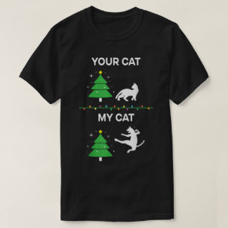 Camiseta Árvore de Natal Engraçada do Gato Meme Seu Gato vs