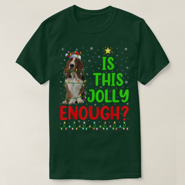 Camiseta Árvore de Natal Engraçada, Será que este Basset Ho (Frente do Design)