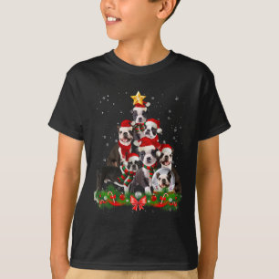 Camiseta Árvore de Natal Engraçado de Boston Terrier Dog