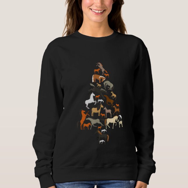 Camiseta Árvore de Natal Engraçado Horseback Andando Xmas W (Frente)