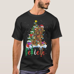 Camiseta Árvore de Natal Engraçado Luz Xmas Sasquatch