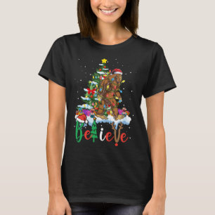 Camiseta Árvore de Natal Engraçado Luz Xmas Sasquatch