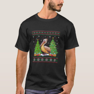 Camiseta Árvore de Natal Engraçado Luzes Pelicanas Xmas Fei